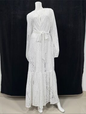 NWT Lilly Pulitzer Adela Maxi Coverup Resort White Paradise Found Lace XL